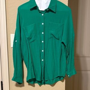 Green Button-Up Shirt